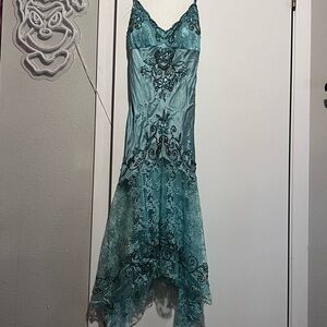 Elegant Teal Lace Dress